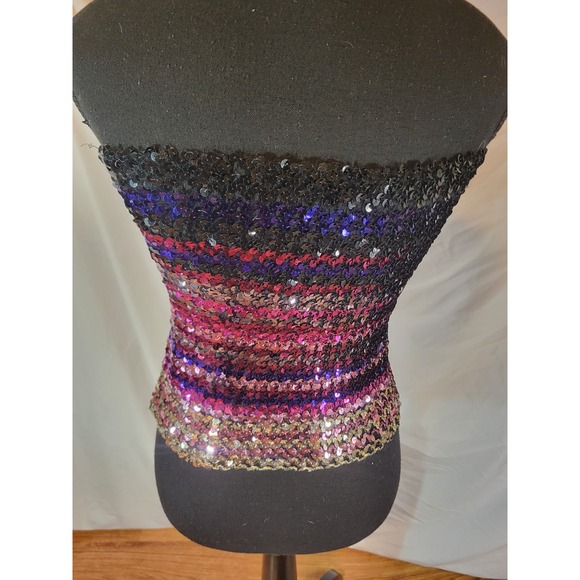 Vintage 1970's Multi Colored Full Sequin Tube Top - Picture 3 of 4